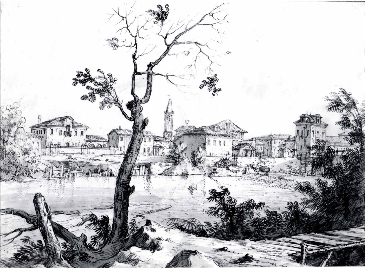 Vesnice na Brentě od Bernardo Bellotto
