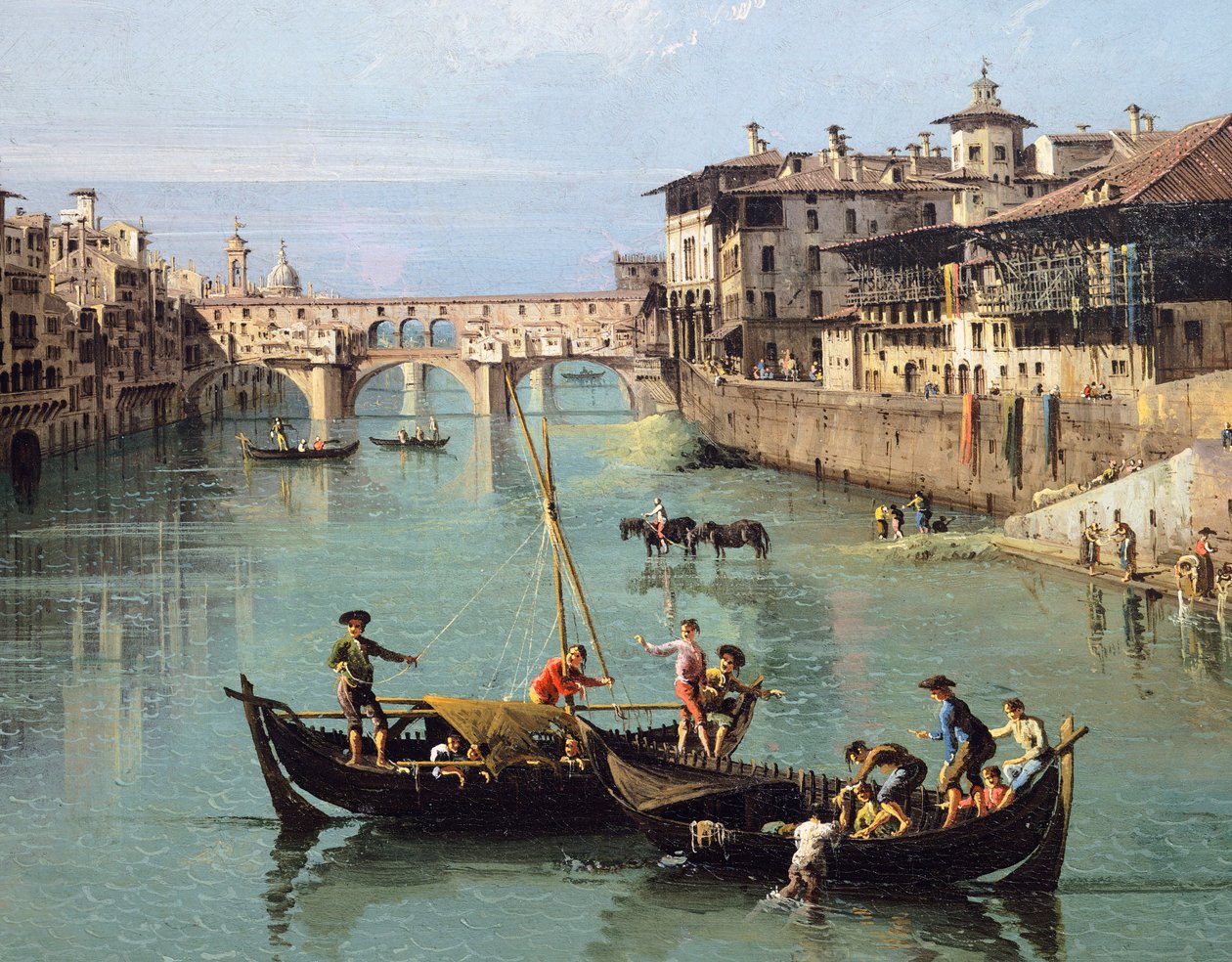 Řeka Arno a Ponte Vecchio ve Florencii od Bernardo Bellotto