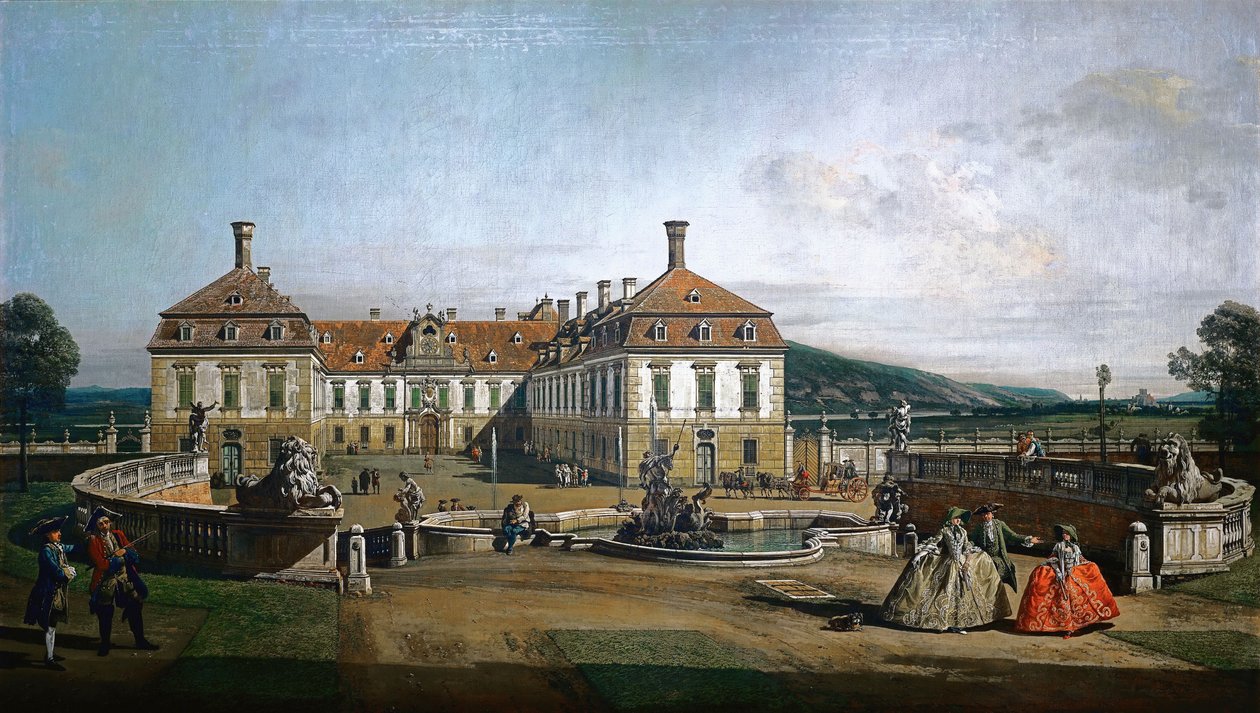 Německy: Císařský letohrádek Schloss Hof, strana čestného dvora od Bernardo Bellotto