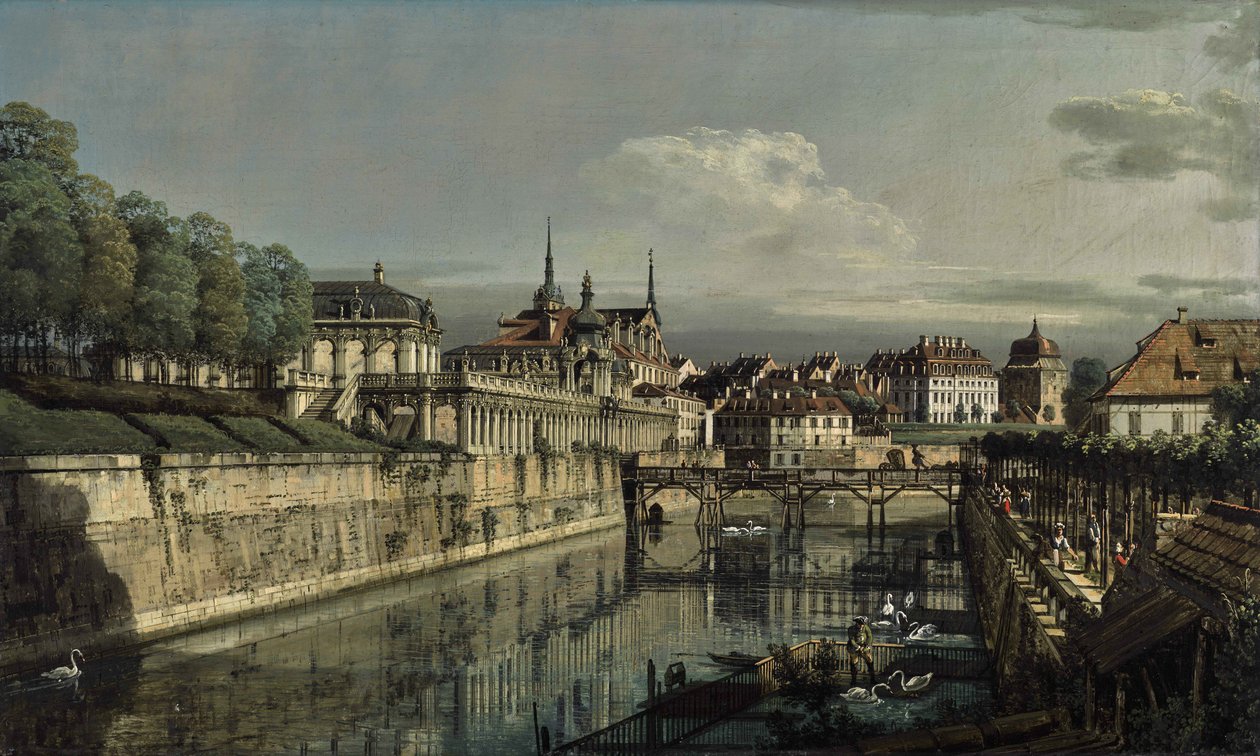 Německy: Dresden, am Zwinger Pohled na příkop Zwingeru od Bernardo Bellotto