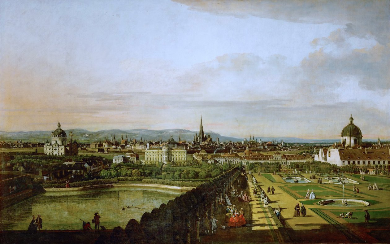 Německy: Wien, vom Belvedere aus gesehen Pohled na Vídeň z Belvederu od Bernardo Bellotto