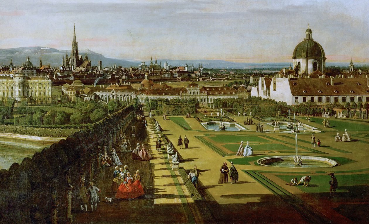 Německy: Wien, vom Belvedere aus gesehen Pohled na Vídeň z Belvederu od Bernardo Bellotto