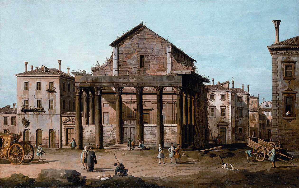 Řím - Chrám Antonina a Faustiny na Foru, c.1742-43 od Bernardo Bellotto