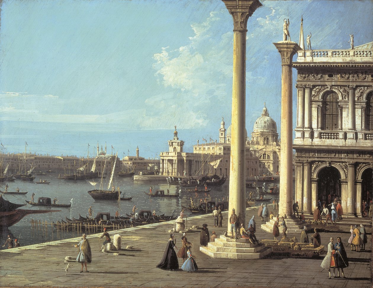 Bacino di San Marco a kostel Santa Maria della Salute, Benátky, z Piazzetta od Bernardo Bellotto