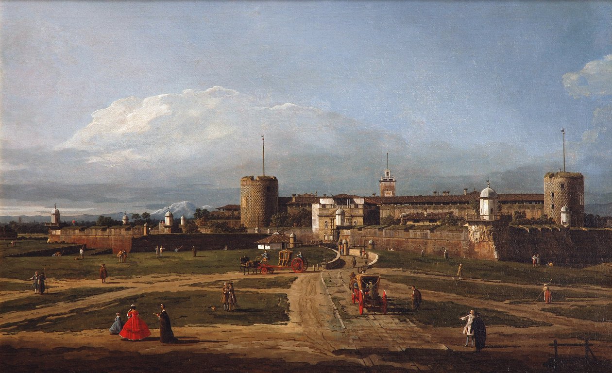 Castello Sforzesco v Miláně, kolem roku 1744 od Bernardo Bellotto