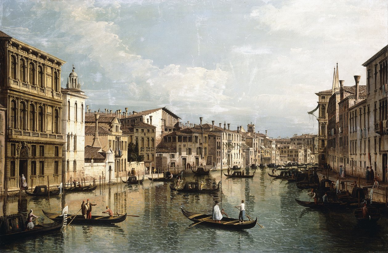 Canal Grande, Benátky, při pohledu na východ od Palazzo Flangini k Palazzo Vendramin Calergi, kolem roku 1742 od Bernardo Bellotto