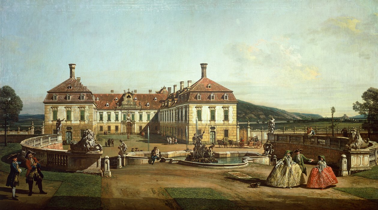 Schlosshofin keisarillinen linna puutarhan puolelta od Bernardo Bellotto