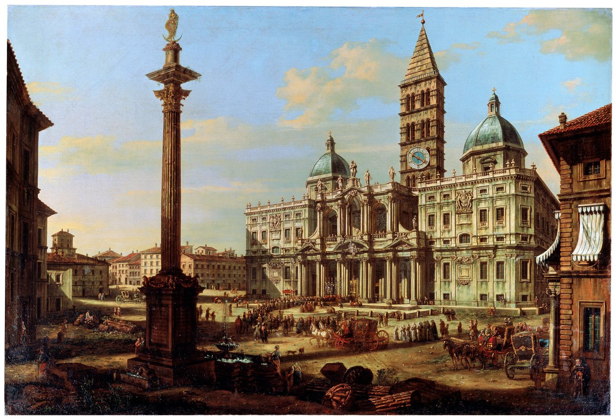 Piazza a kostel Santa Maria Maggiore v Římě, 1739 od Bernardo Bellotto