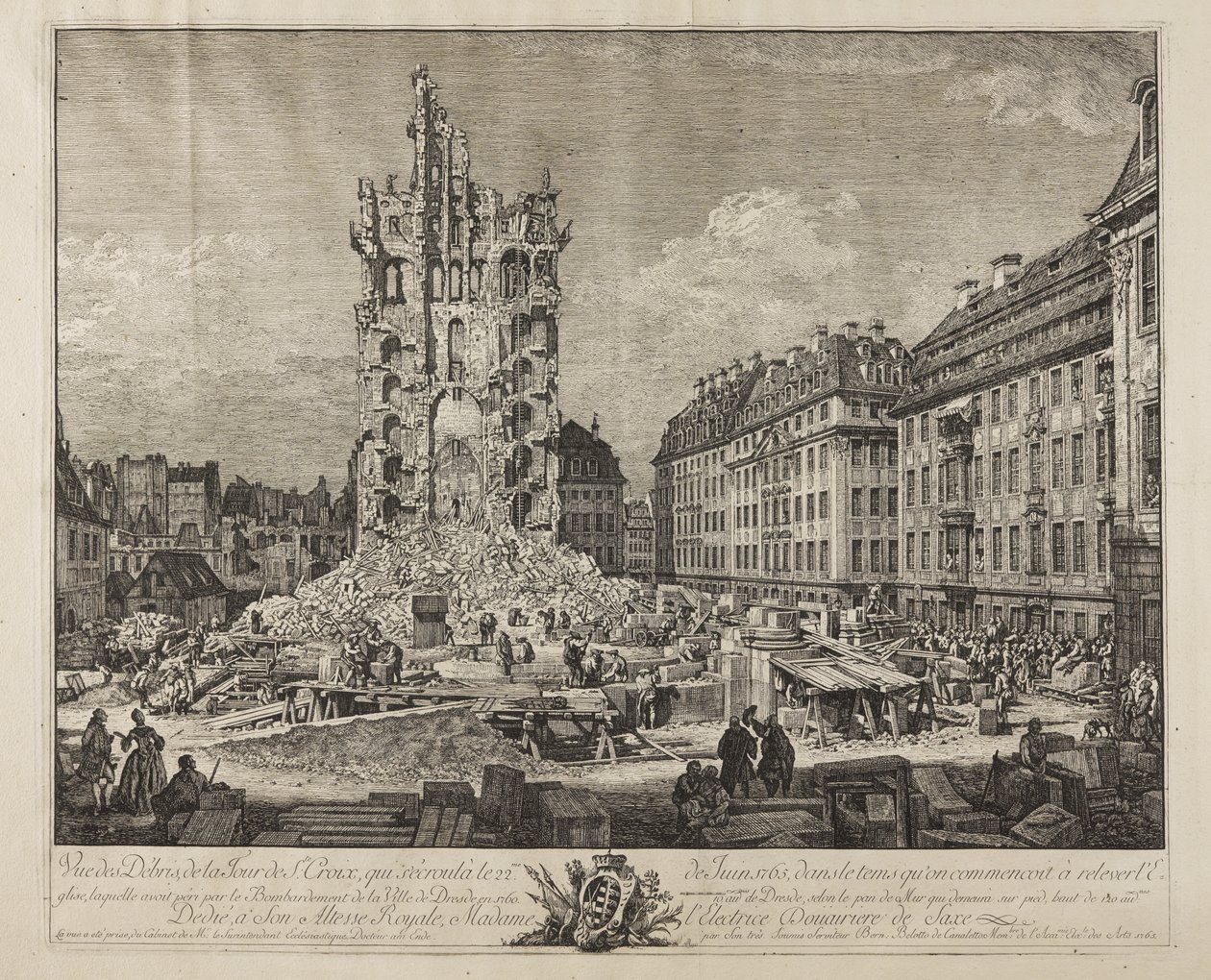 Ruiny starého Kreuzkirche, Drážďany od Bernardo Bellotto