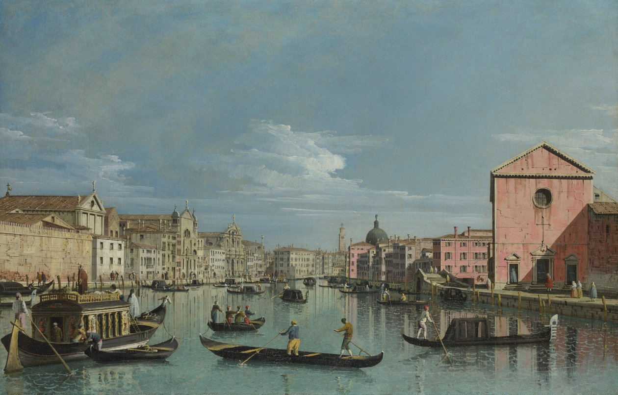 Benátky. Horní úseky Canal Grande s výhledem na Santa Croce, 40. léta 18. století od Bernardo Bellotto