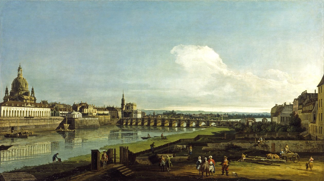Pohled na Drážďany s Frauenkirche vlevo od Bernardo Bellotto