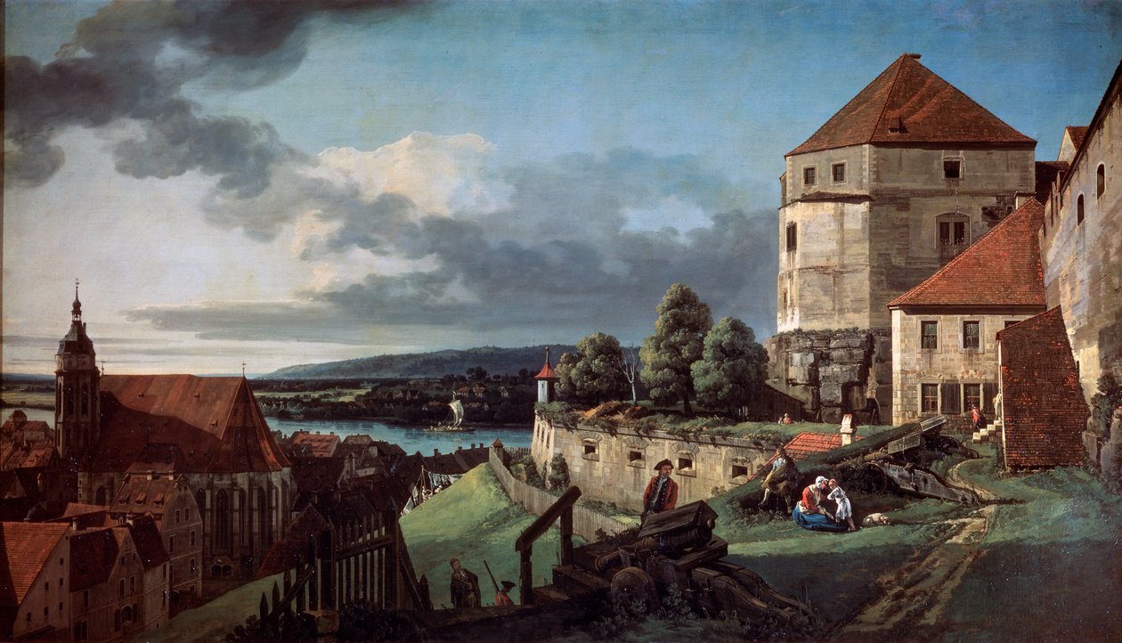 Pohled na Pirnu z tvrze Sonnenstein, c1752-c1755 od Bernardo Bellotto