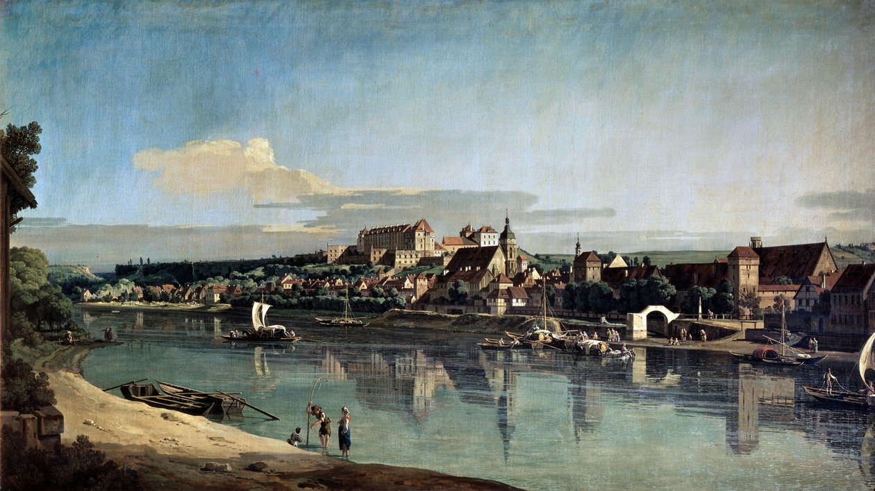 Pohled na Pirnu z pravého břehu Labe, c1753 od Bernardo Bellotto