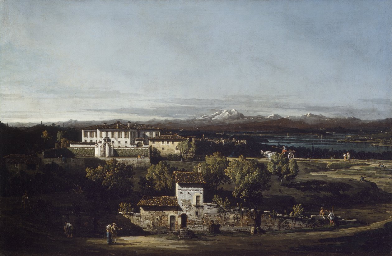 Pohled na Villa Perabò, později Melzi, v Gazzada od Bernardo Bellotto