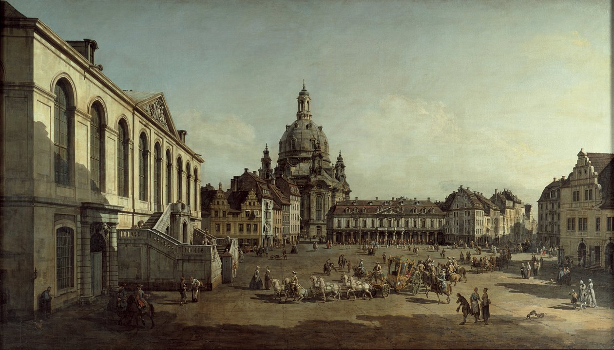 Pohled na Neumarkt v Drážďanech z Jüdenhofe, 1749 od Bernardo Bellotto