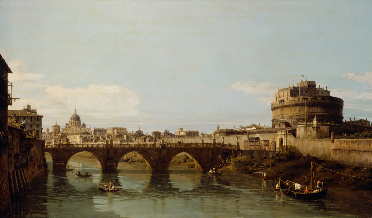 Pohled na Tiber v Římě s Castel Sant