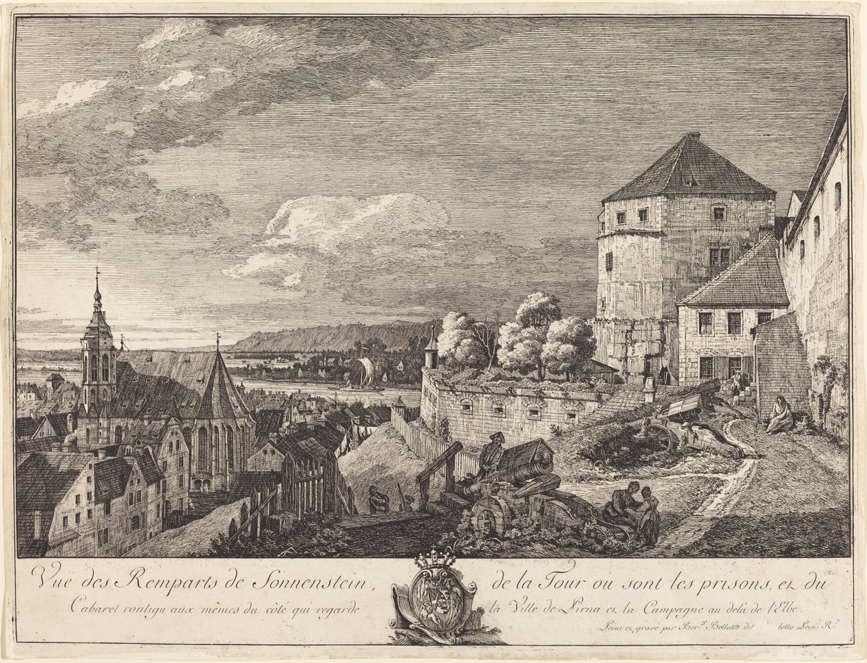 Pohled na hradby Sonnenstein od Bernardo Bellotto