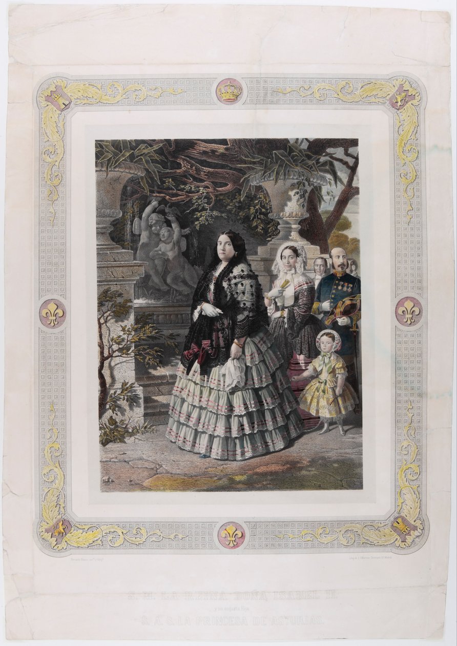 JEHO VELIČENSTVO KRÁLOVNA ISABEL II. a její srpnová dcera JEJÍ NEJVYŠŠÍ VÝŠKOU PRINCEZNOU AS od Bernardo Blanco y Pérez