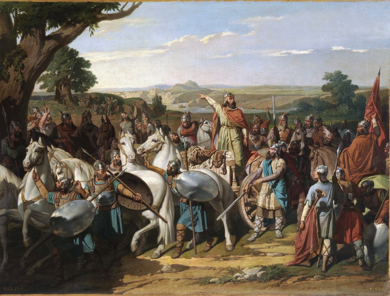 Bitva u Guadalete par Blanco y Perez, Bernardo (1828-1876). Olej na plátně, rozměr: 58x78 od Bernardo Blanco y Pérez