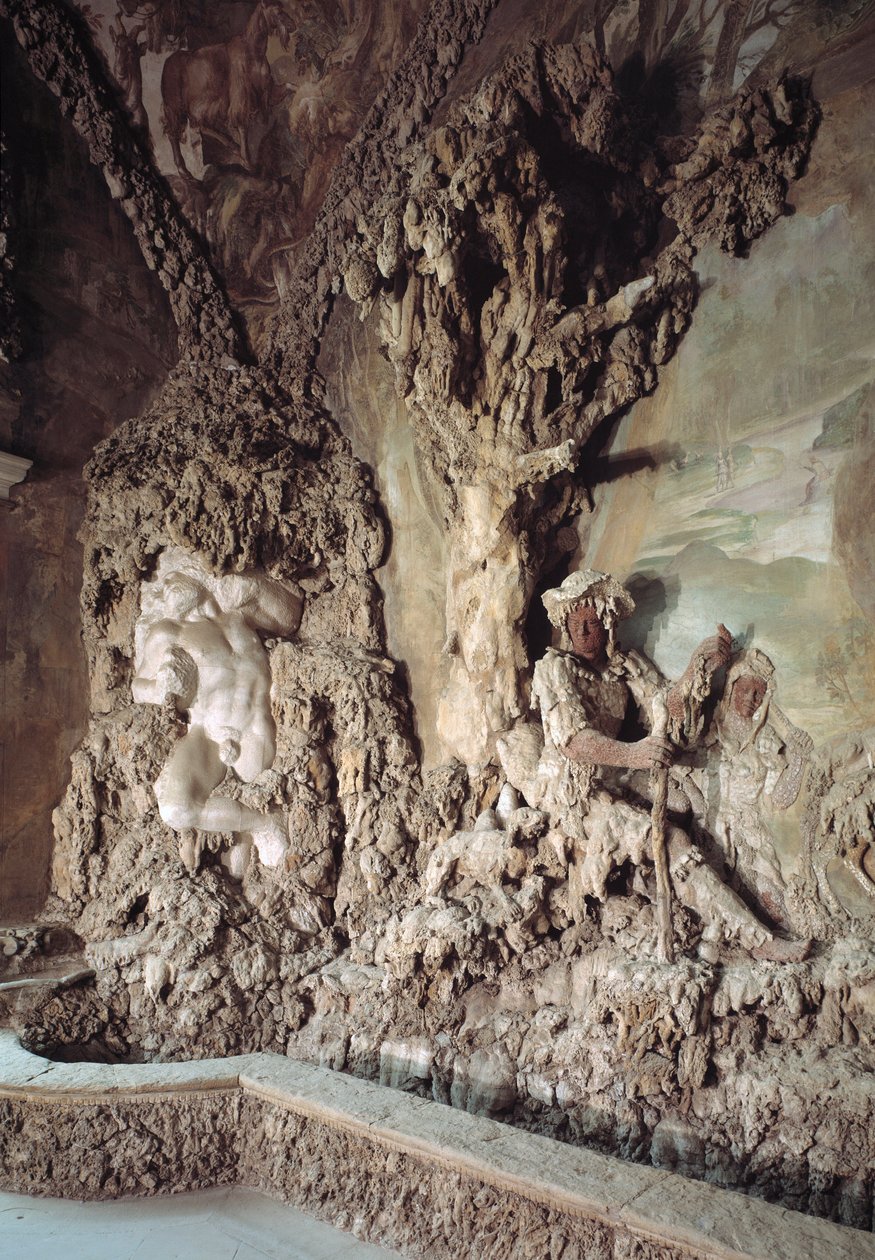 Interiér jeskyně vytvořený Bernardem Buontalentim (1531-1608) (Grotta del Buontalenti) (1583-1588) Detail Palazzo Pitti, Boboli Gardens, Florencie, Itálie od Bernardo Buontalenti