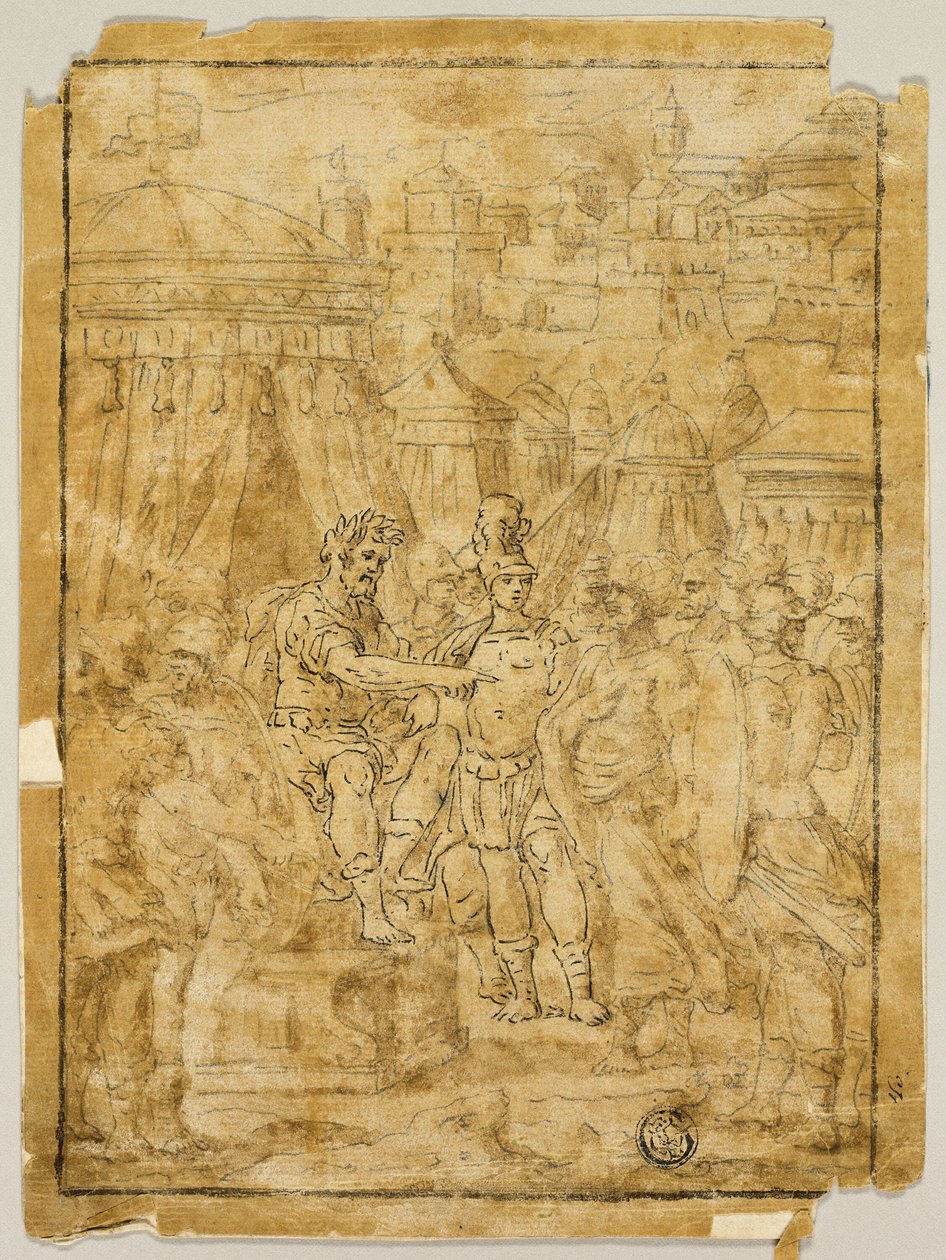Ilustrace ke scéně z osvobození Jeruzaléma (Gerusalemme Liberata) od Bernardo Castello