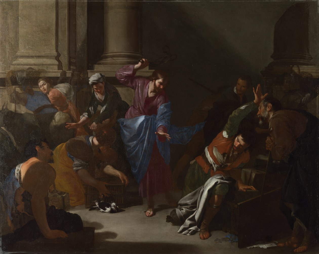 Kristus vyhání obchodníky z chrámu, c. 1645 od Bernardo Cavallino