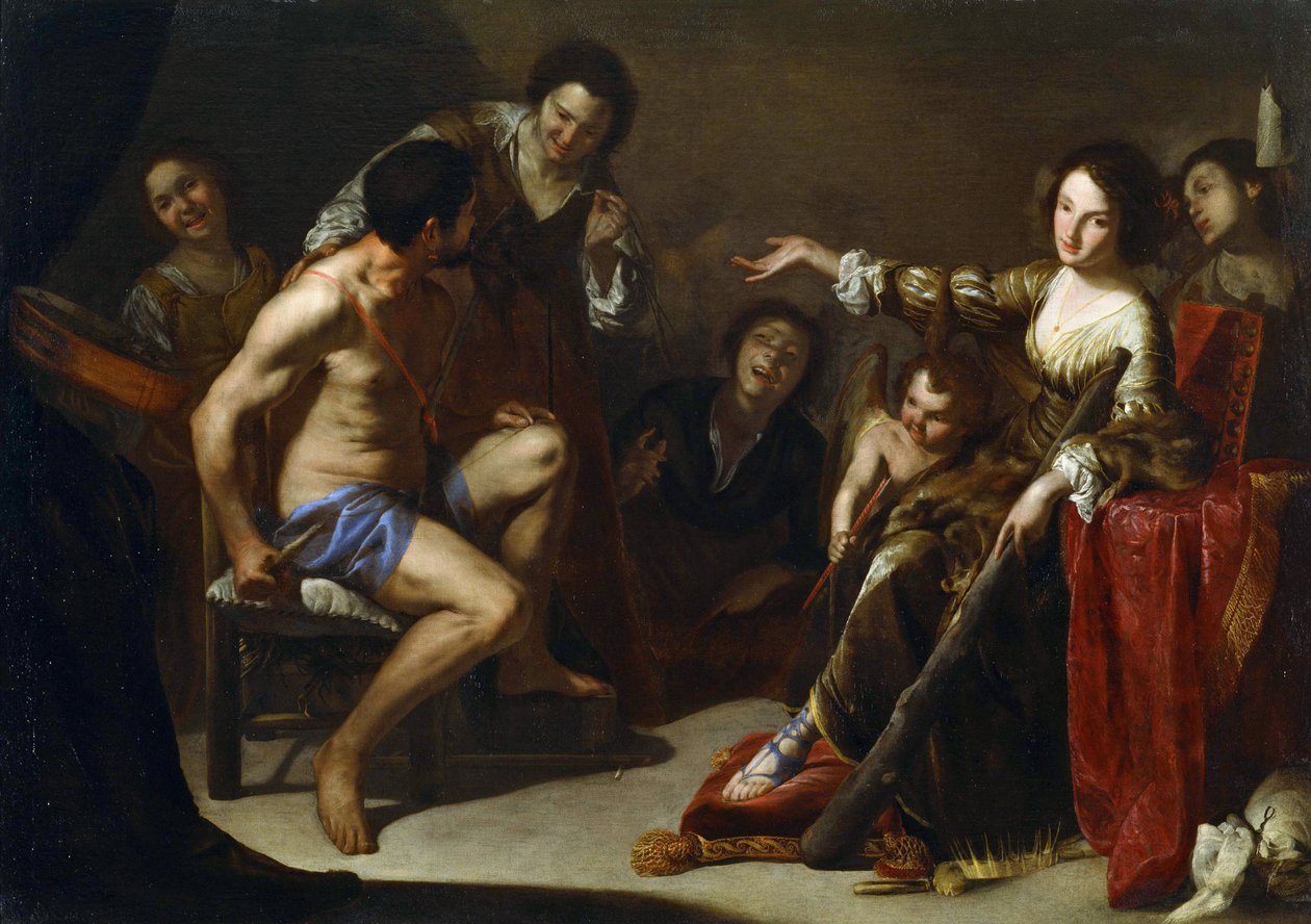 "Hercules a Omphale" obraz Bernarda Cavallina (1616-1656) verš 1640 Rozměr 127x180,3 cm Národní muzeum západního umění, Tokio od Bernardo Cavallino