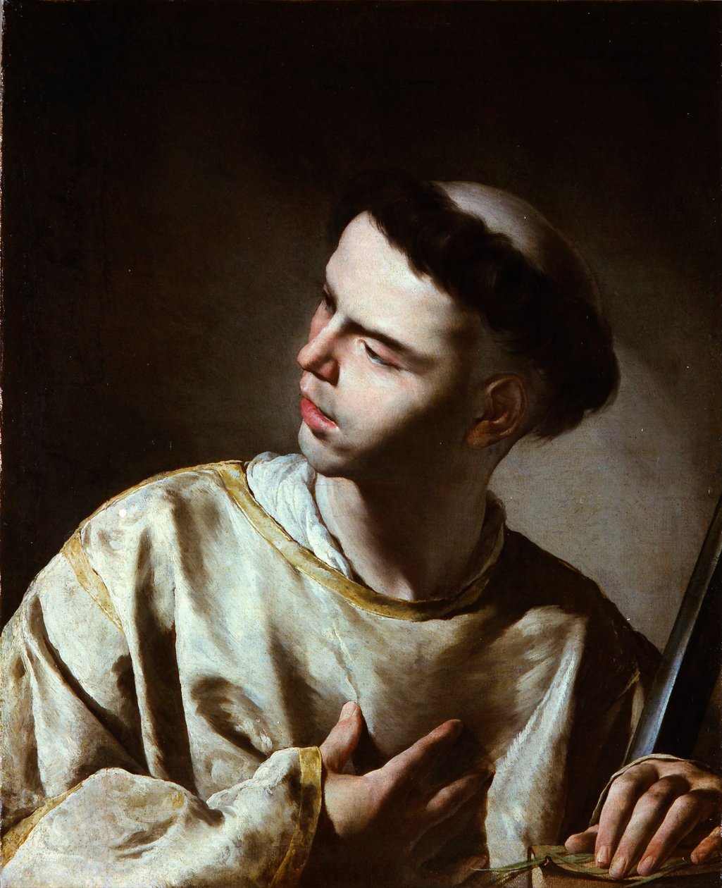 "Saint Laurent"" (Saint Lawrence) Malba Bernarda Cavallina (1616-1656) - 40. léta 17. století - Olej na plátně - Rozměr 65,5 x 53,5 cm Muzeum Lazara Galdiana, Madrid od Bernardo Cavallino