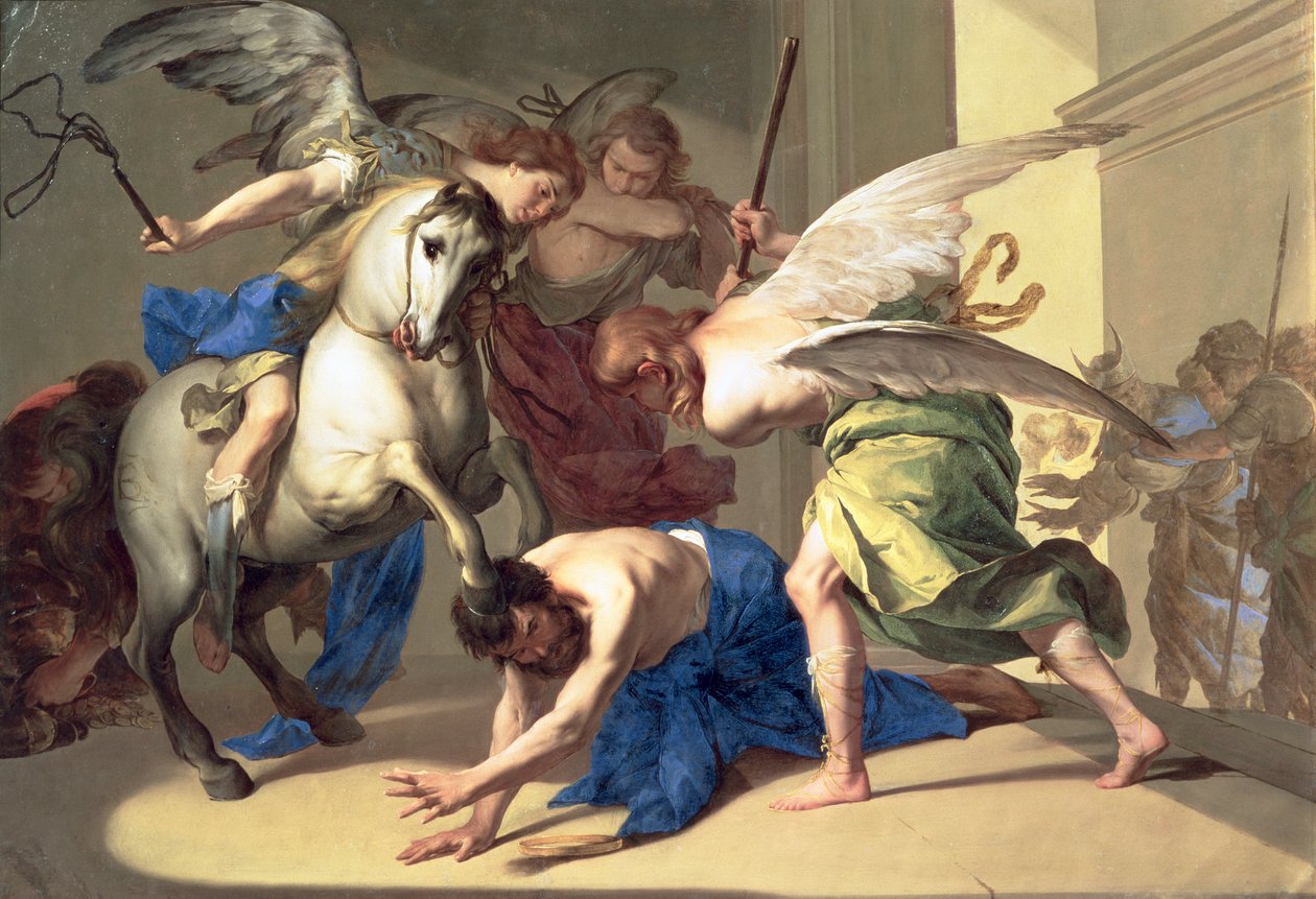Vyhnání Heliodora z chrámu, kolem roku 1650 od Bernardo Cavallino