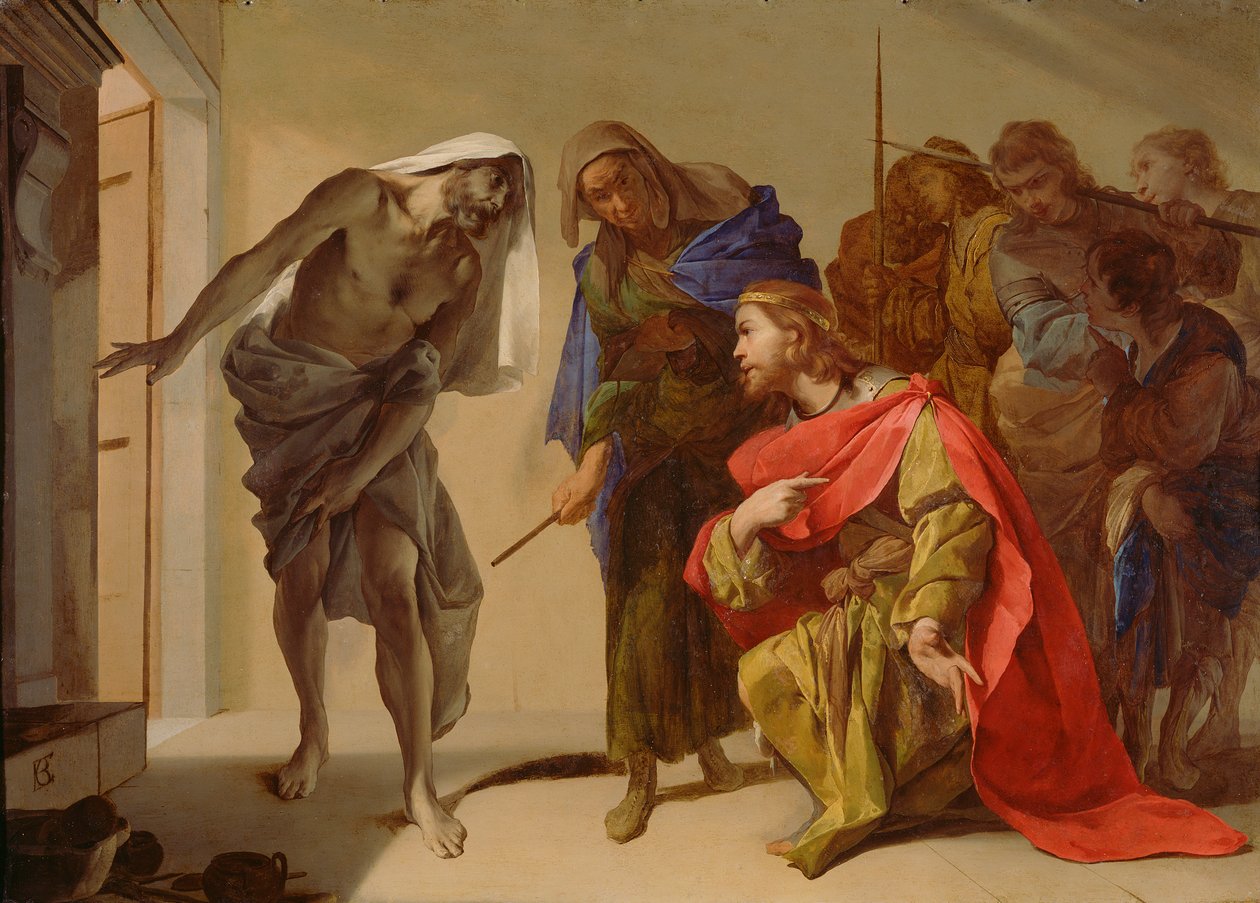 The Shade of Samuel Invoked by Saul, c.1655 (olej na mědi) od Bernardo Cavallino