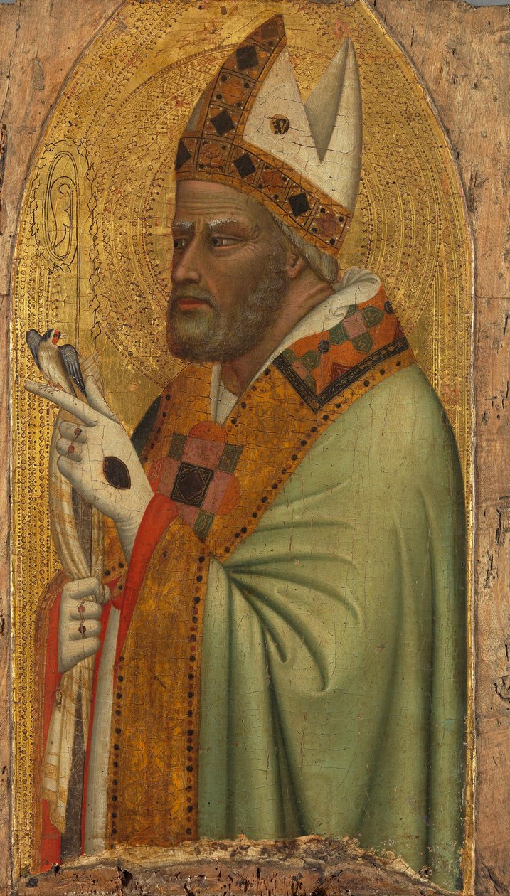 Heiliger Bischof mit einem Stieglitz od Bernardo Daddi