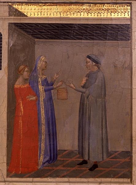 Deska Predella s výjevem z "Legendy o posvátném pásu" (detail) (tempera na desce) od Bernardo Daddi
