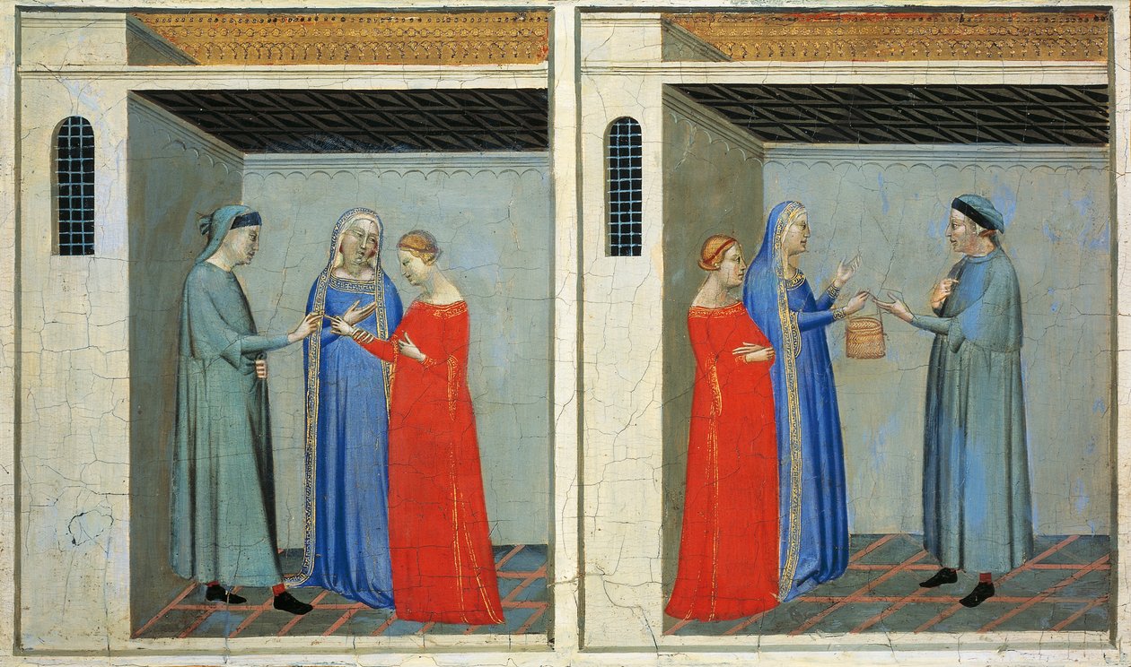 Predella ja Sacra Cintolan tarinoita: Bernardo Daddin (1290-1348) Michaelin avioliitto, joka saa Sacra Cintolan myötäjäiset od Bernardo Daddi