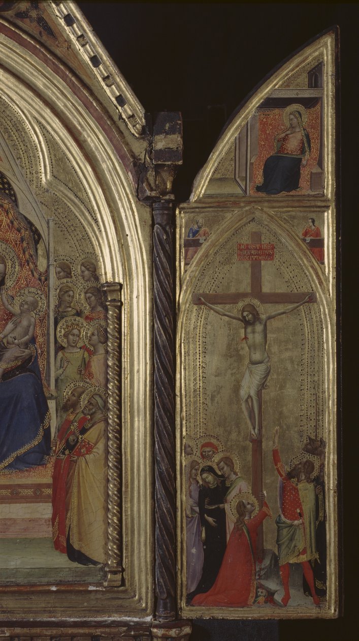 Triptych (pravý panel) Ukřižování Krista a Zvěstování (nahoře) 1338 (tempera a plátkové zlato na panelu) (viz také 225310, 225332) od Bernardo Daddi