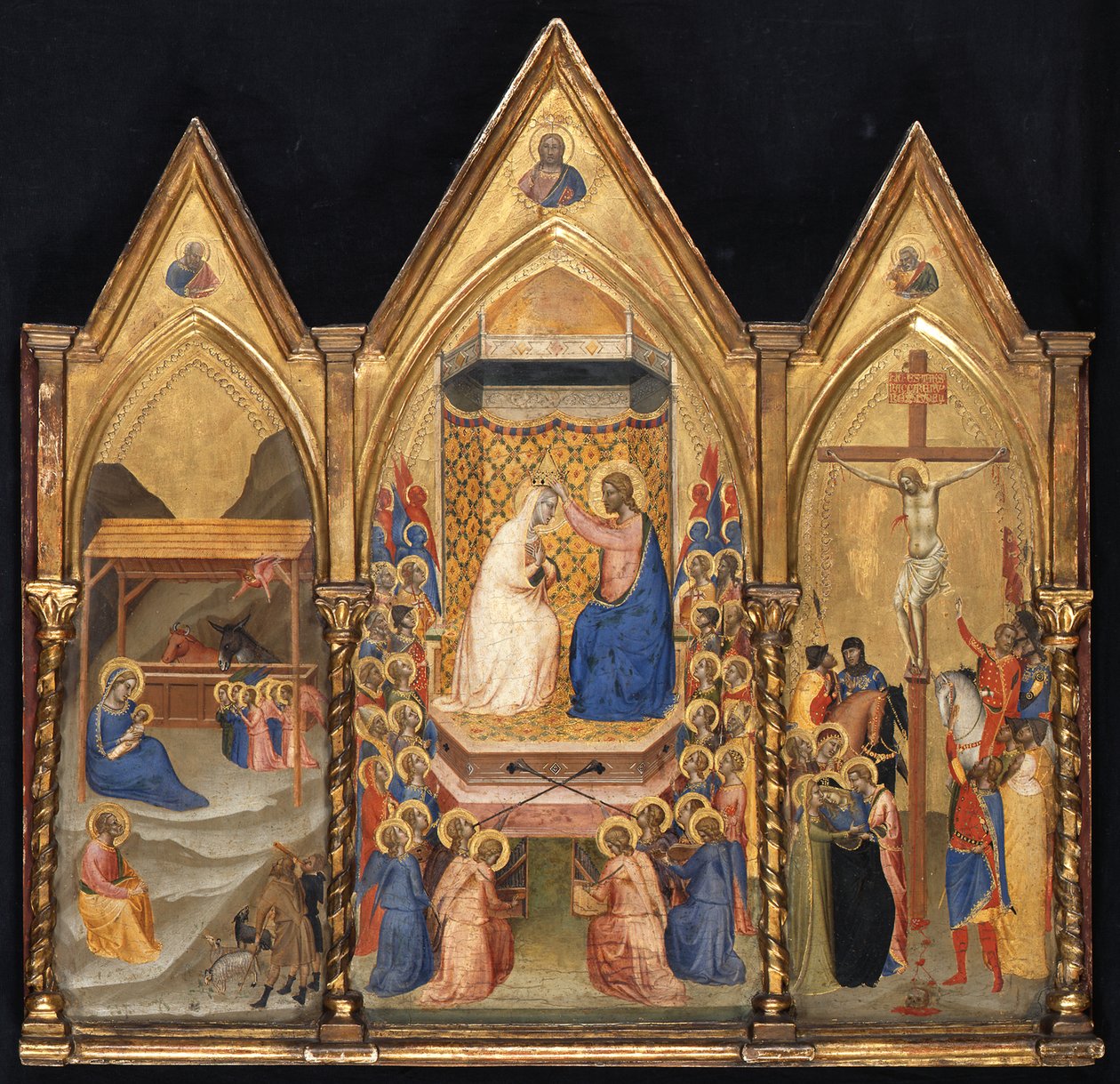 Triptychon (Geburt Christi; Marienkrönung; Kreuzigung) od Bernardo Daddi