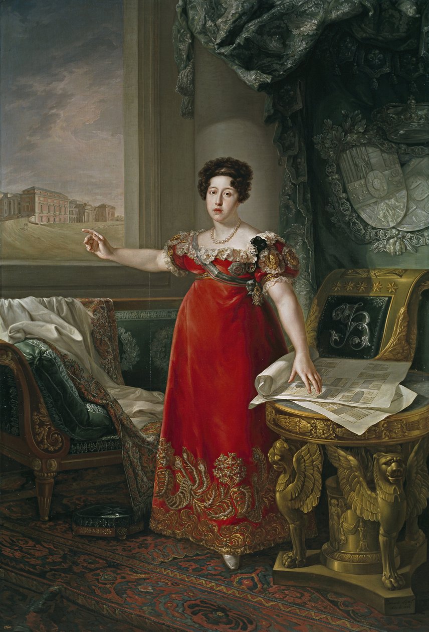Marie Isabelle de Braganza, Infanta of Portugal, Queen Consort of Spain - Maria Isabel of Portugal (1797-1818), před Prado Museum, Lopez Piquer, Bernardo (1801-1874). olej na plátně od Bernardo Lopez y Piquer