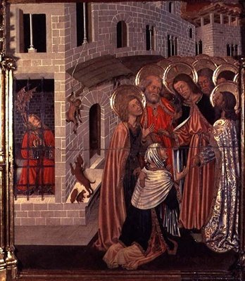 Uzdravení posedlých, panel predella z oltářního obrazu Proměnění od Bernardo Martorell