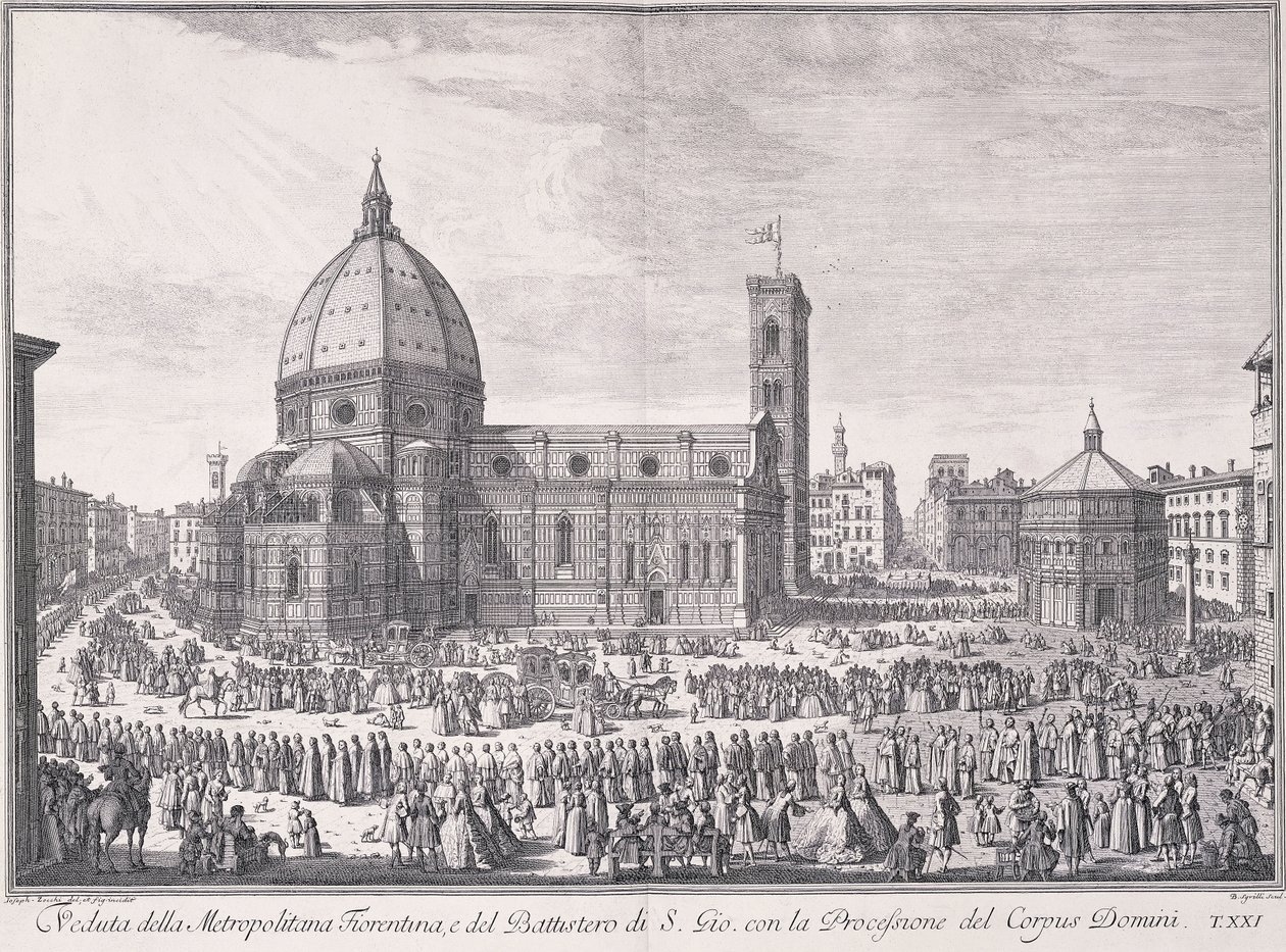 Pohled na město Florencie, deska XXI, z „Výběru pohledů XXIV od Bernardo Sansone Sgrilli