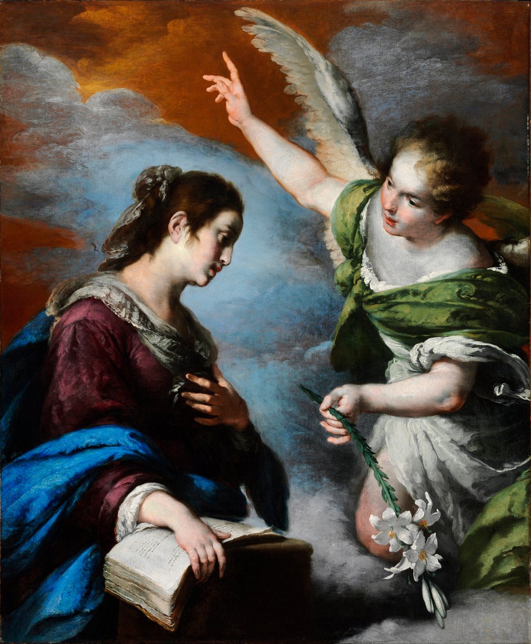 Zvěstování (The Annunciation) - obraz Bernarda Strozziho (dit il Capucini Genovese) (1581-1644), olej na plátně od Bernardo Strozzi