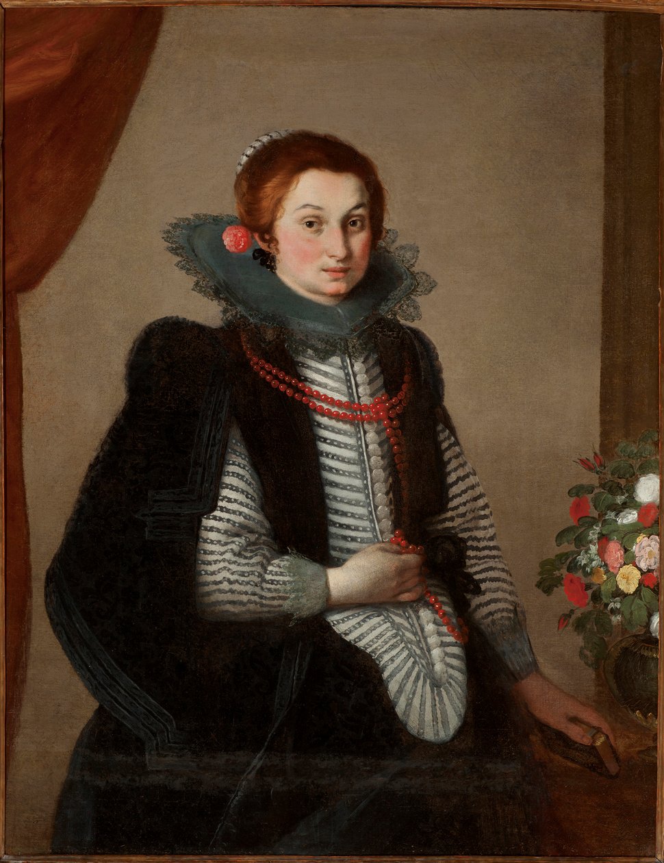 Portrét mladé dámy s korálovým náhrdelníkem (olej na plátně) od Bernardo Strozzi