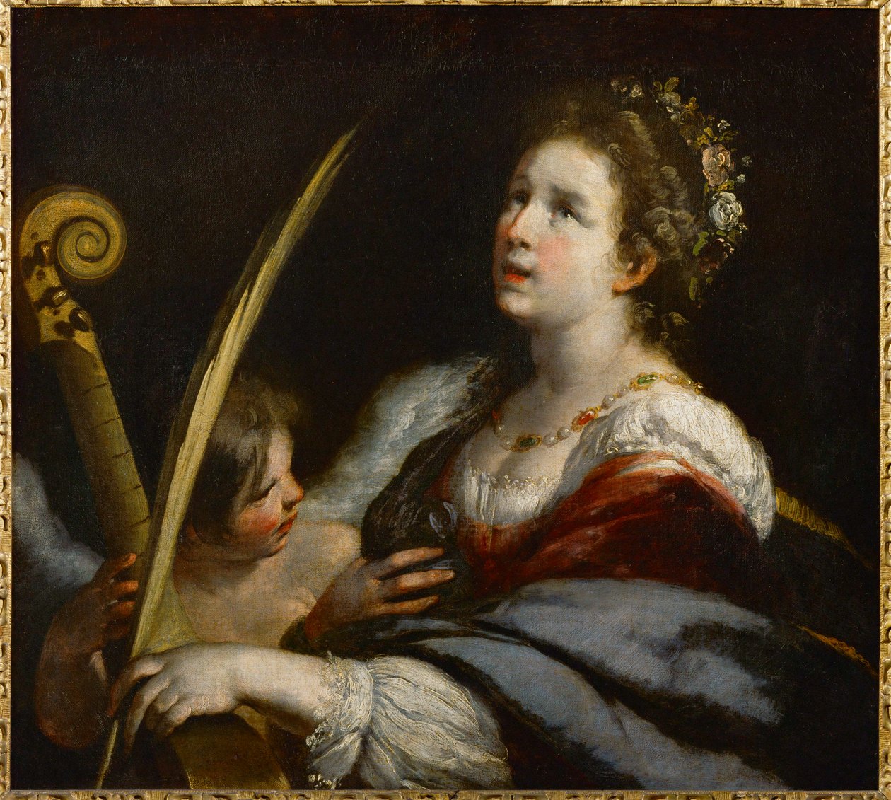 Svatá Cecílie a anděl od Bernardo Strozzi