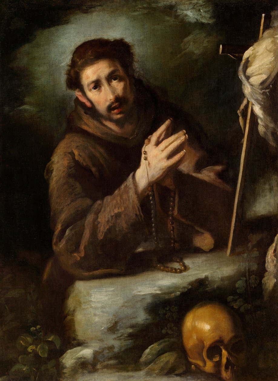 Svatý František v modlitbě, kolem 1620/1630 (olej na plátně) od Bernardo Strozzi
