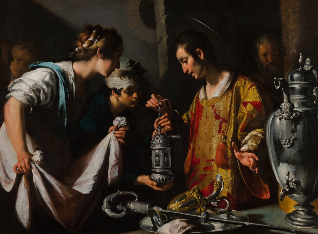 Svatý Vavřinec rozdává bohatství církve od Bernardo Strozzi