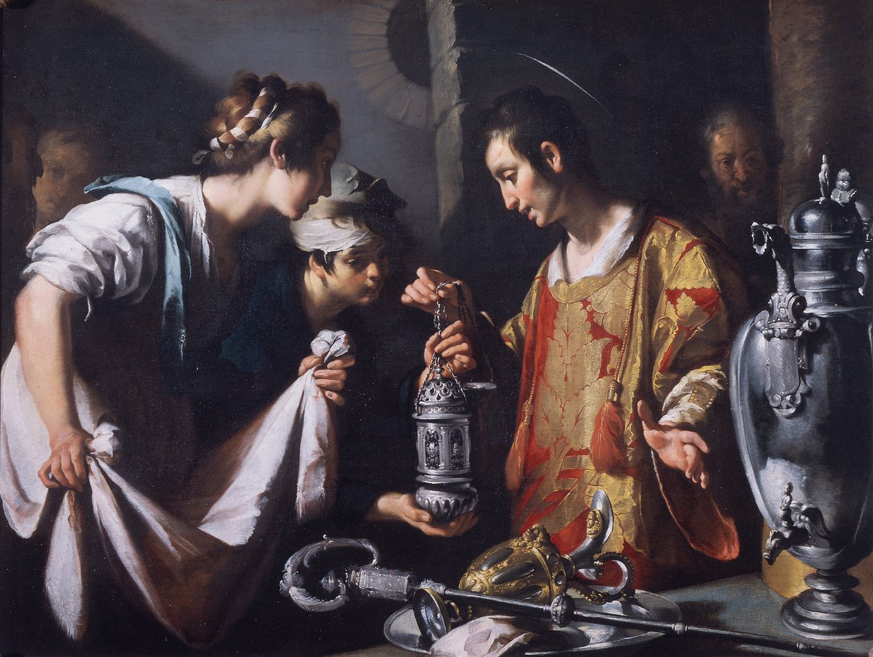 Svatý Vavřinec rozděluje bohatství kostela, asi 1625 (olej na plátně) od Bernardo Strozzi