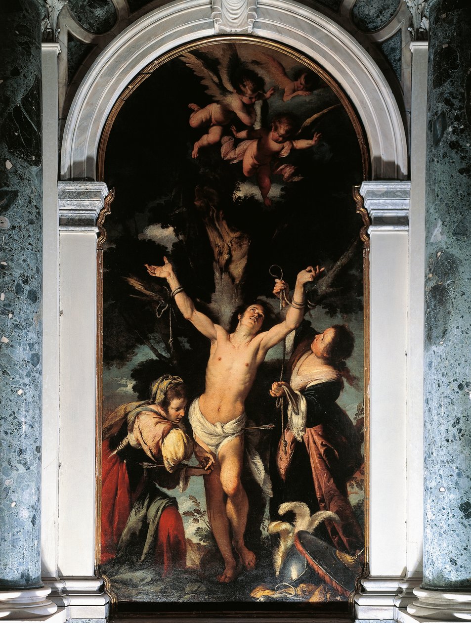 Svatý Sebastian uzdravený svatými ženami, Bernardo Strozzi, olej na plátně od Bernardo Strozzi
