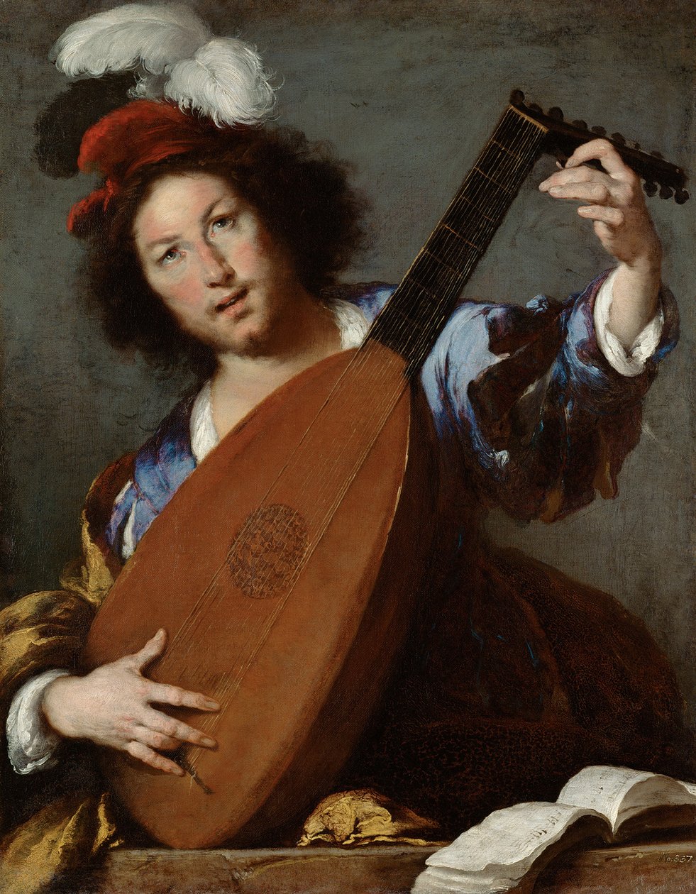 Hráč na loutnu, c. 1645 od Bernardo Strozzi