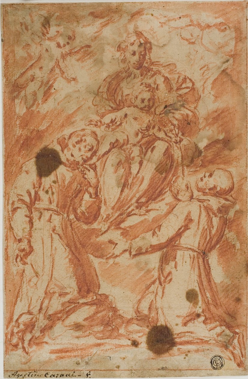 Panna a dítě v slávě uctívané dvěma světci mnichů od Bernardo Strozzi