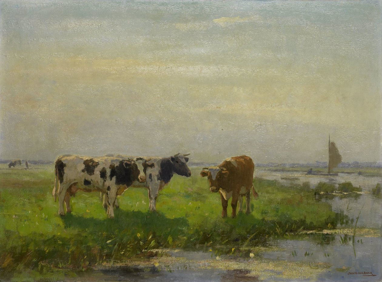 Krávy na louce od Bernardus Antonie van Beek