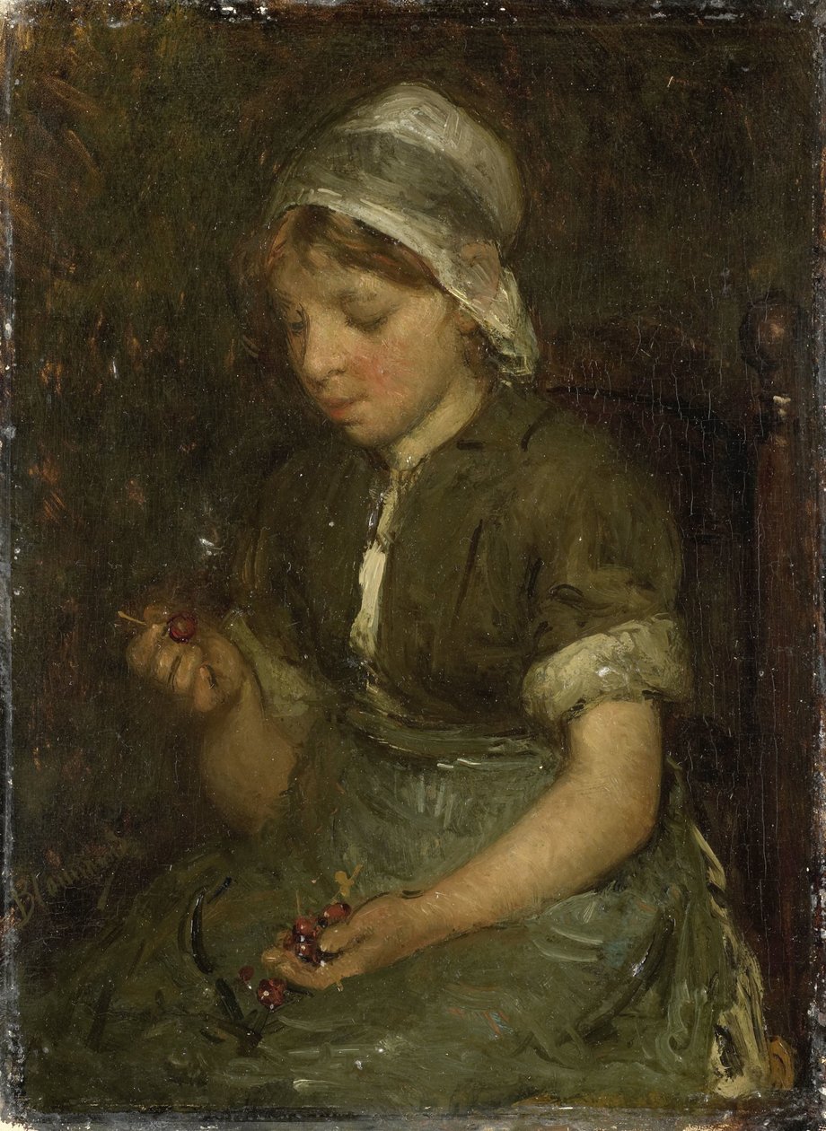 Dívka s třešněmi od Bernardus Johannes Blommers