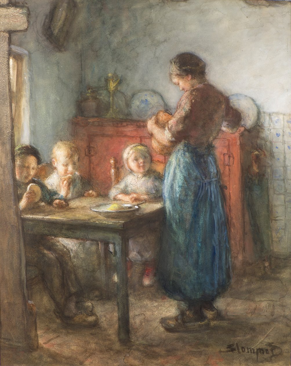 Skromné jídlo (akvarel) od Bernardus Johannes Blommers or Bloomers